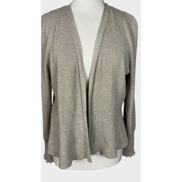 Liz Claiborne Womens XL Rayon Polyester Gray Open Front Cardigan Sweater - Picture 2 of 8